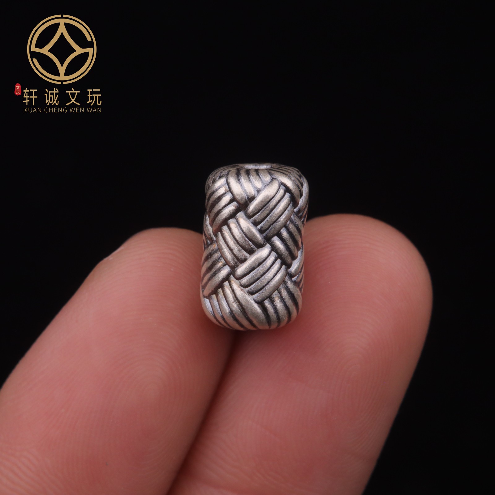 8.7MM编织毛线桶珠999足银diy配件文玩配饰转运单珠散珠手串配珠