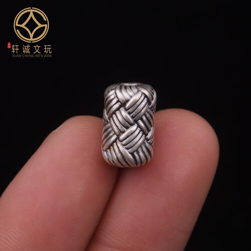8.7MM编织毛线桶珠999足银diy配件文玩配饰转运单珠散珠手串配珠