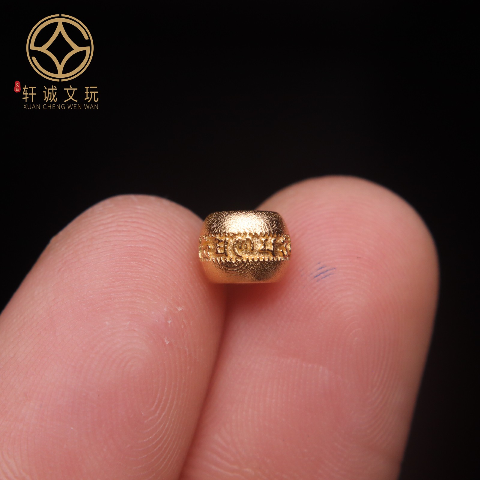 原创925银镀金六字真言圆珠腰珠隔珠手工串珠编绳diy文玩配饰珠
