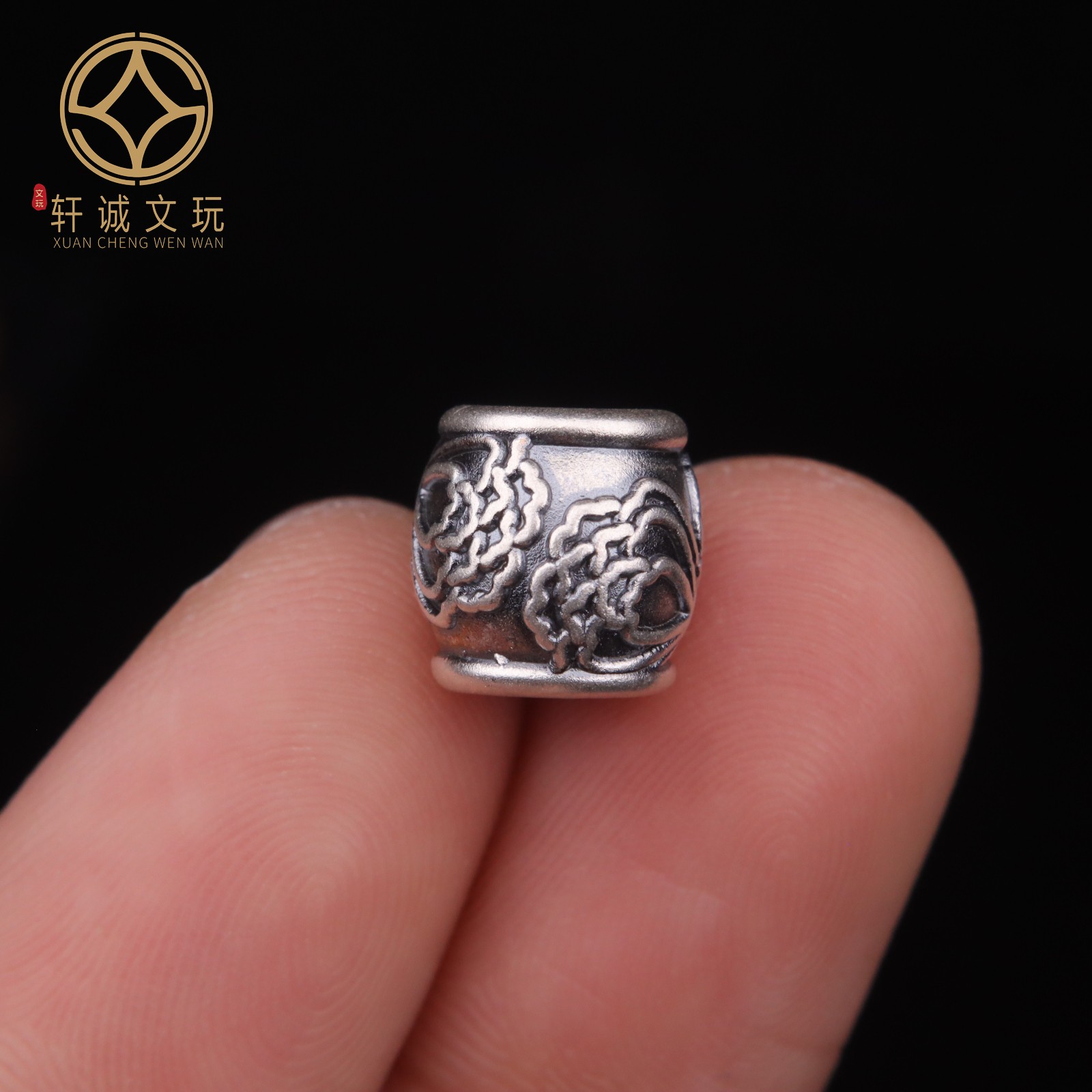 10MM莲花桶珠999足银4.8MM大孔隔珠diy配件文玩配饰转运单珠散珠