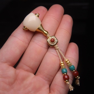 天然雪巴白琉璃古法金三通套装组合佛头金刚菩提108长串配饰配件