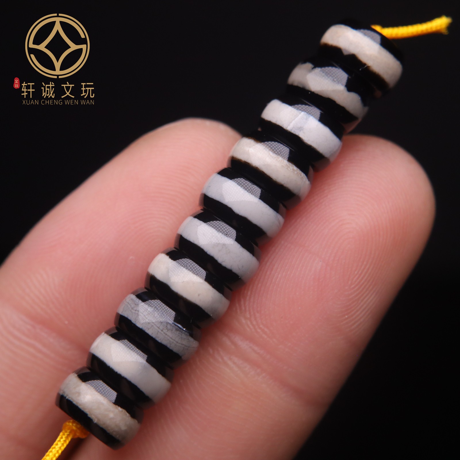 天然天珠黑白玛瑙隔片隔珠算盘珠散珠DIY新品手串手链配饰饰品