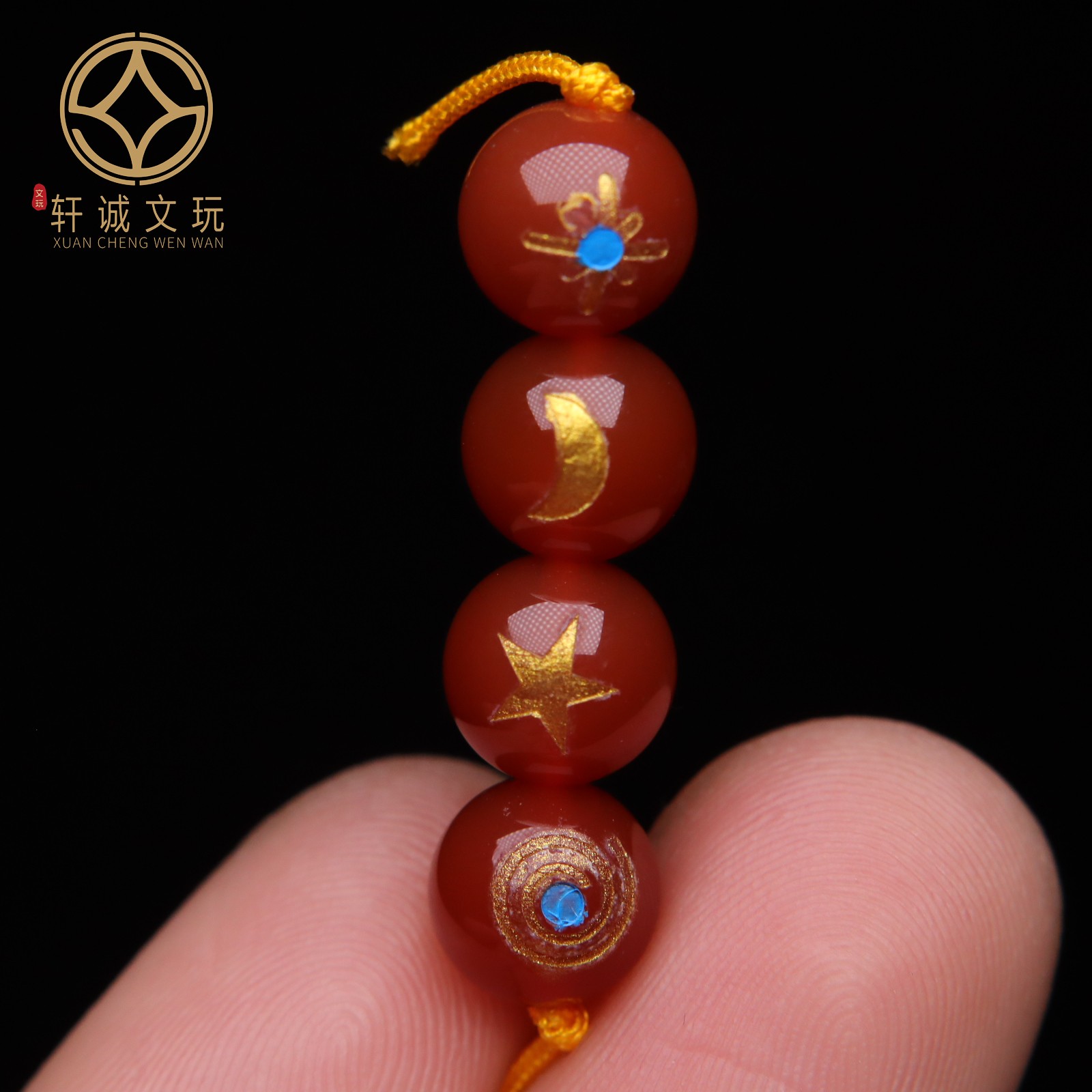 保真南红玛瑙日月星辰光珠散珠DIY手串手链配饰配件手串圆珠饰品