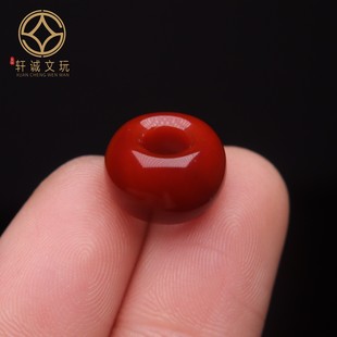 保真凉山满肉满色6mm大孔南红玛瑙回纹鼓珠桶珠算盘珠散珠DIY配饰