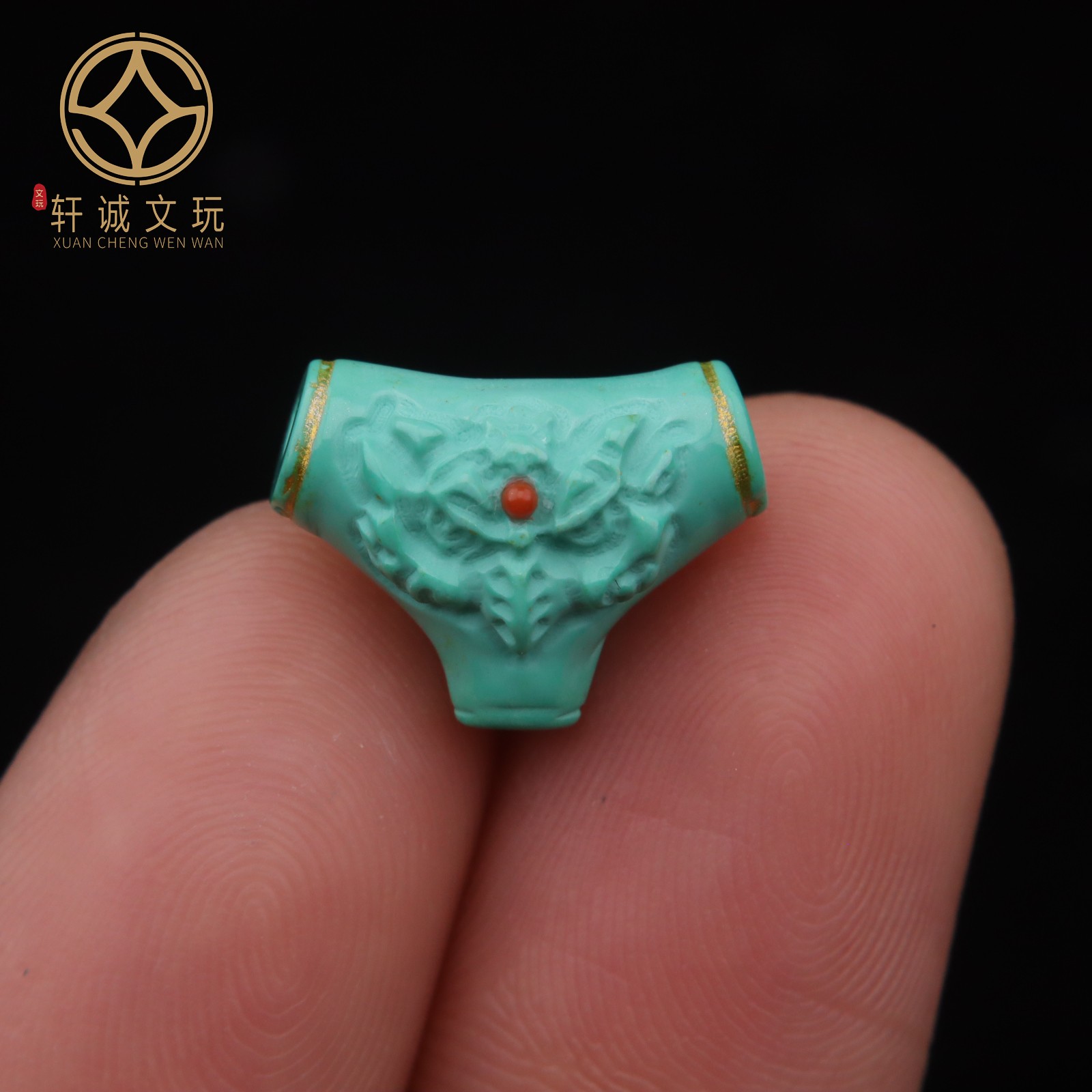 15.5MM绿松石优化高瓷蒙松搓金三角三通佛头配珠108长串diy配饰
