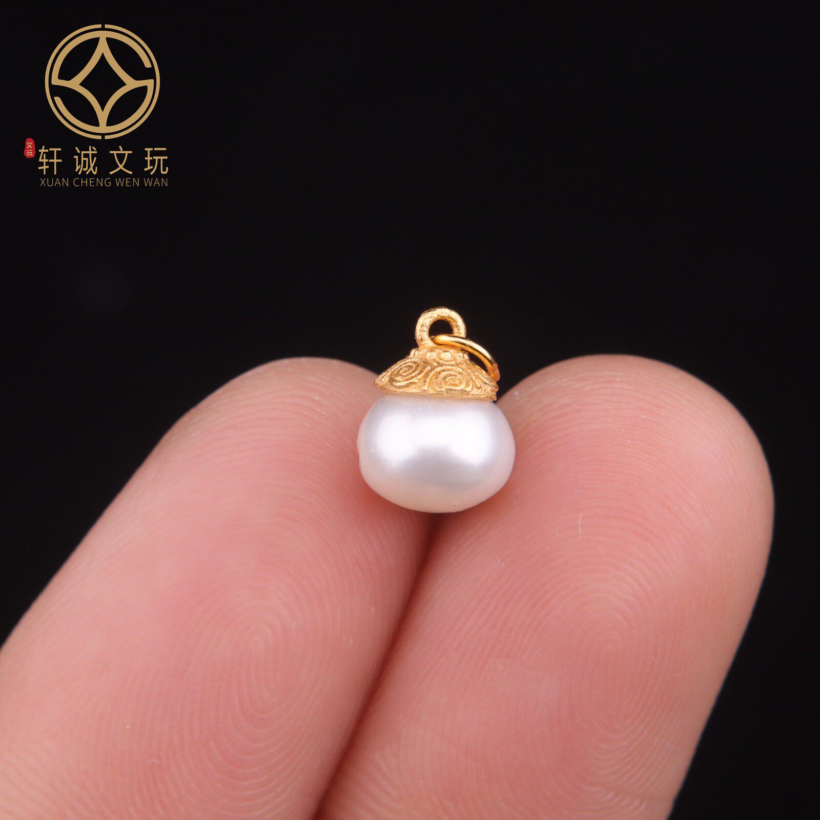 原创925银镀金珍珠葫芦镶嵌桶珠腰珠串珠diy文玩散珠配饰手串配件