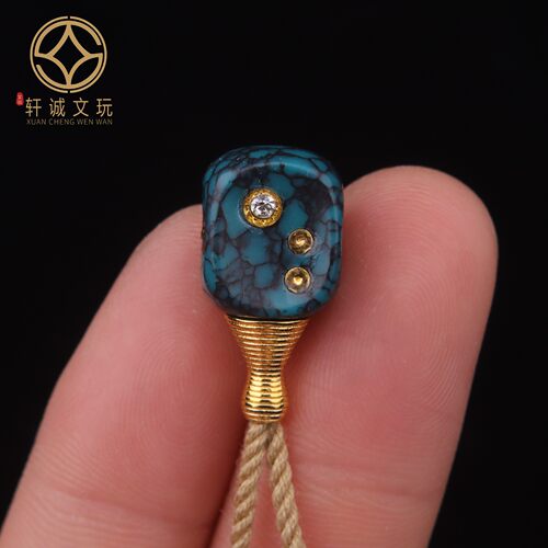 11MM优化高瓷绿松石蒙松网花方三通佛头配珠手持108长串diy配饰
