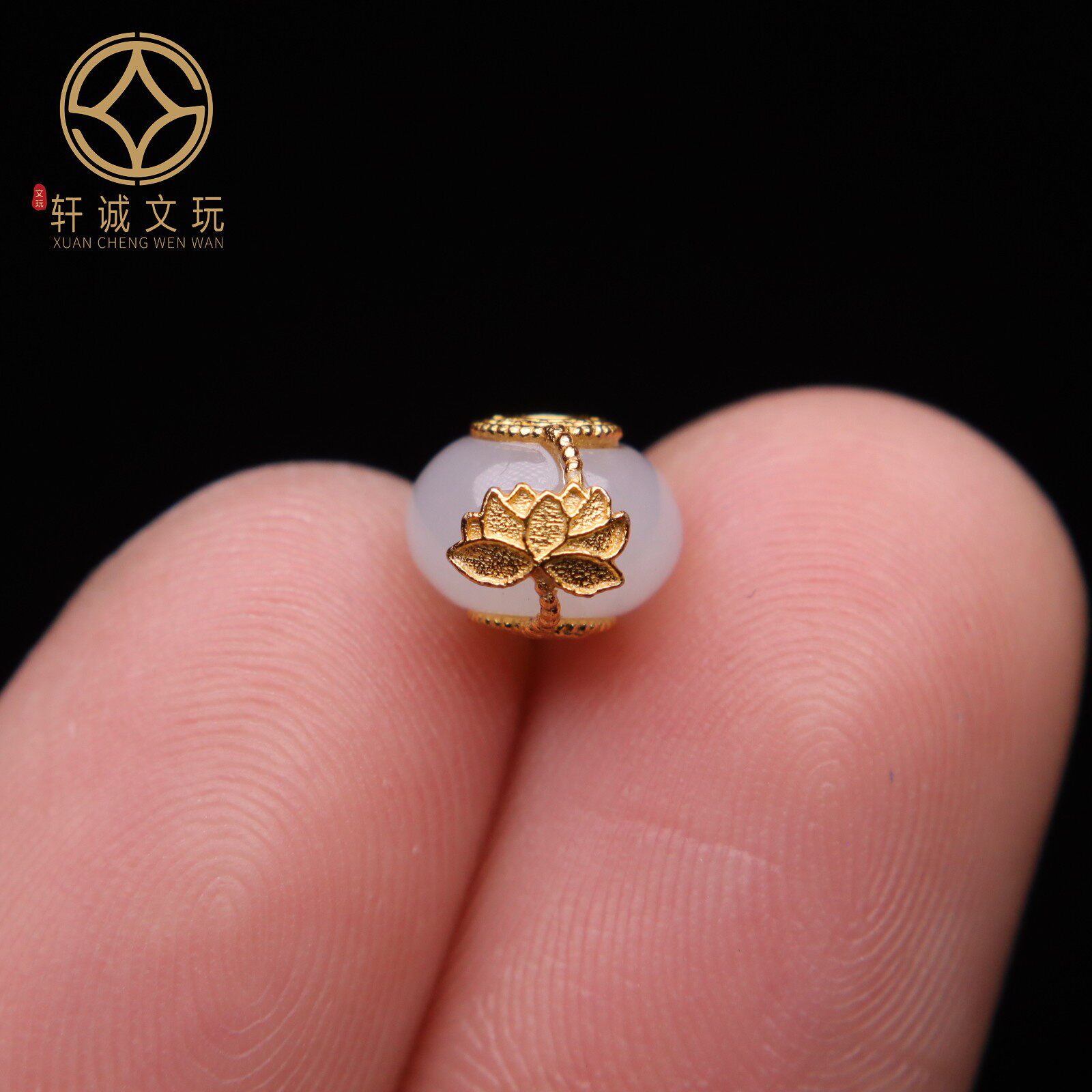 原创S925银镀金翡翠莲花桶珠diy文玩佛珠手串手链隔珠文玩配件饰