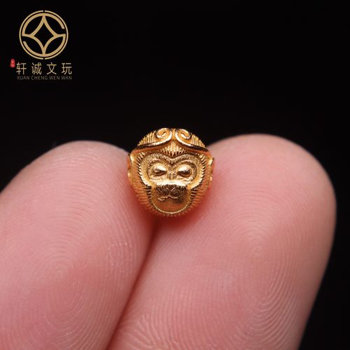 原创925银镀金猴子悟空老型桶珠腰珠隔珠手工串珠编绳diy文玩配饰