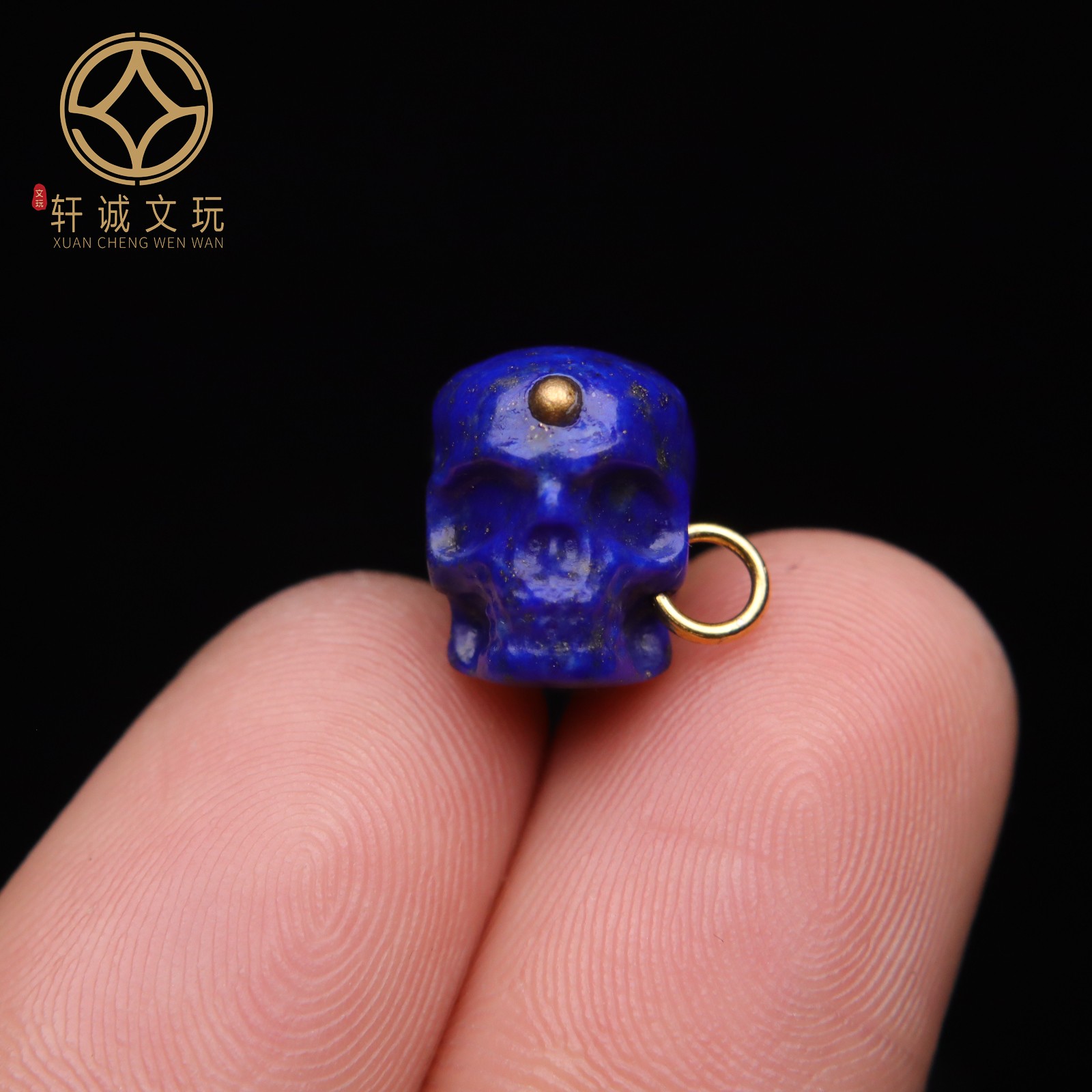 原创古法金青金石骷髅恶灵背云diy文玩手串手链隔珠文玩手串配件