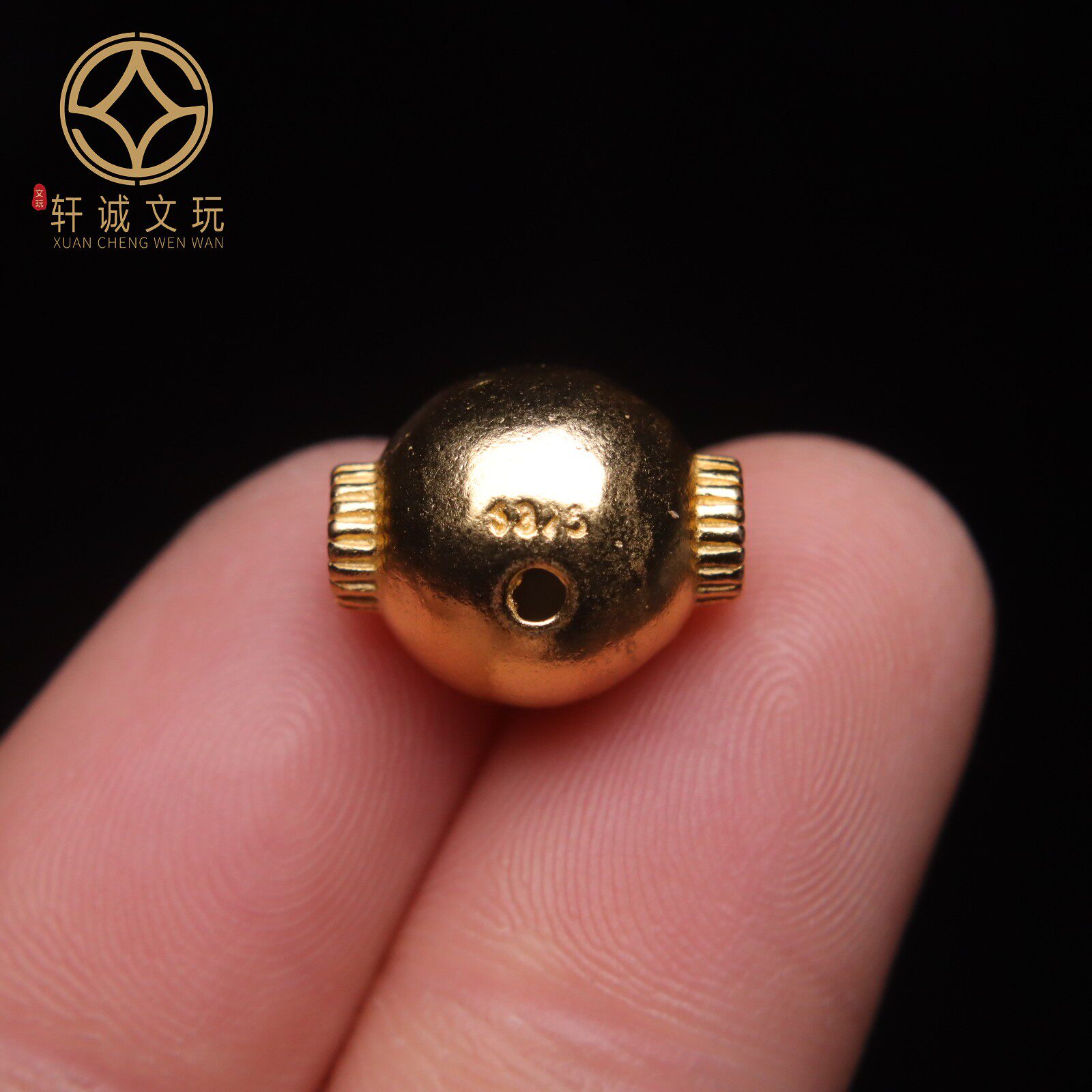 原创足银925镀金潜水艇光面三通佛头金刚菩提手串长串手持diy配饰