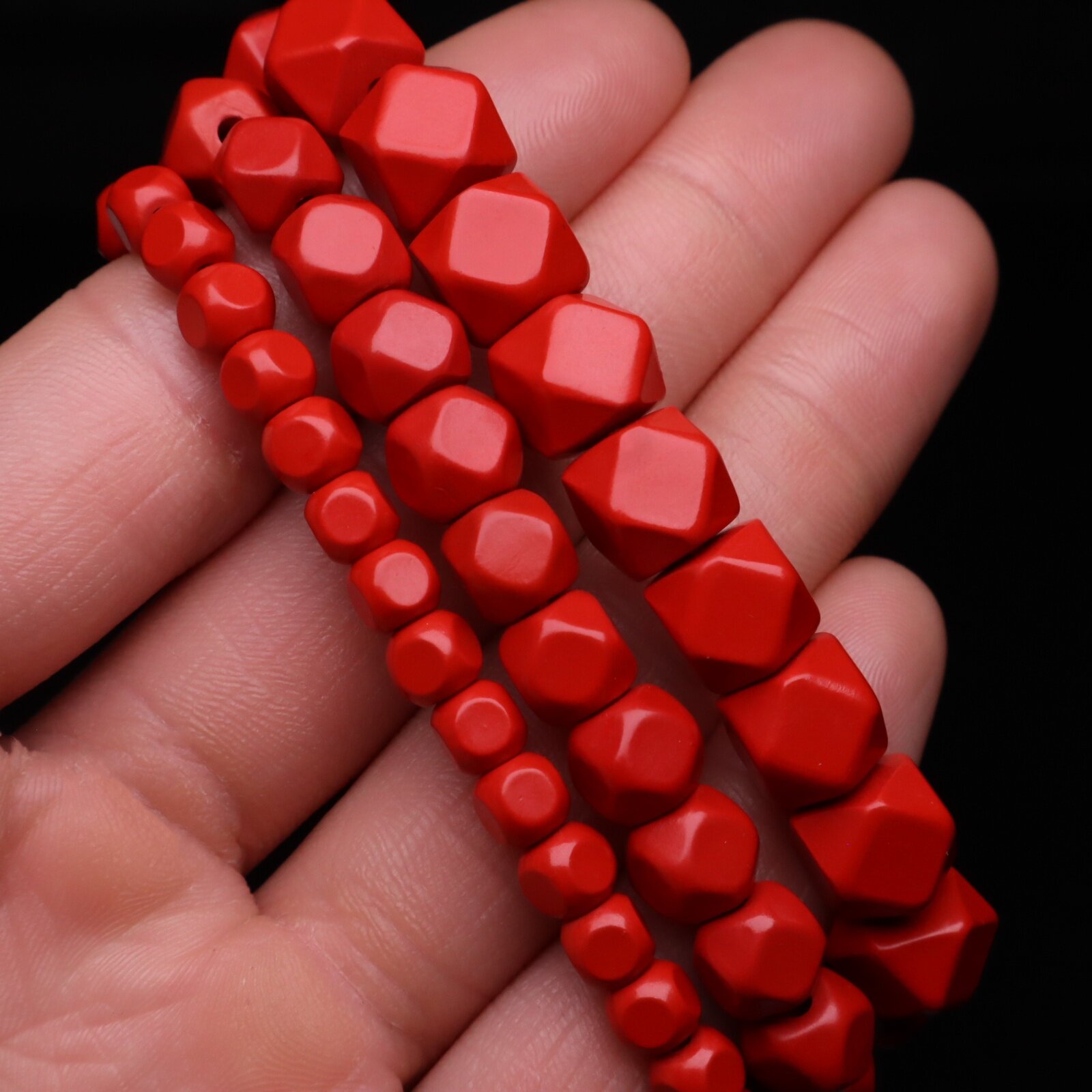 原矿天然朱砂散珠紫金砂八方来财八棱珠帝王砂女手链转运珠男手串