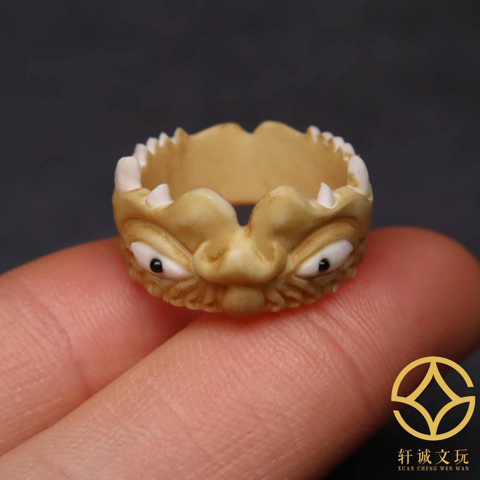 鹿角根付彩绘吞噬牙齿跑环隔珠diy手工串珠星月金刚菩提佛珠配件