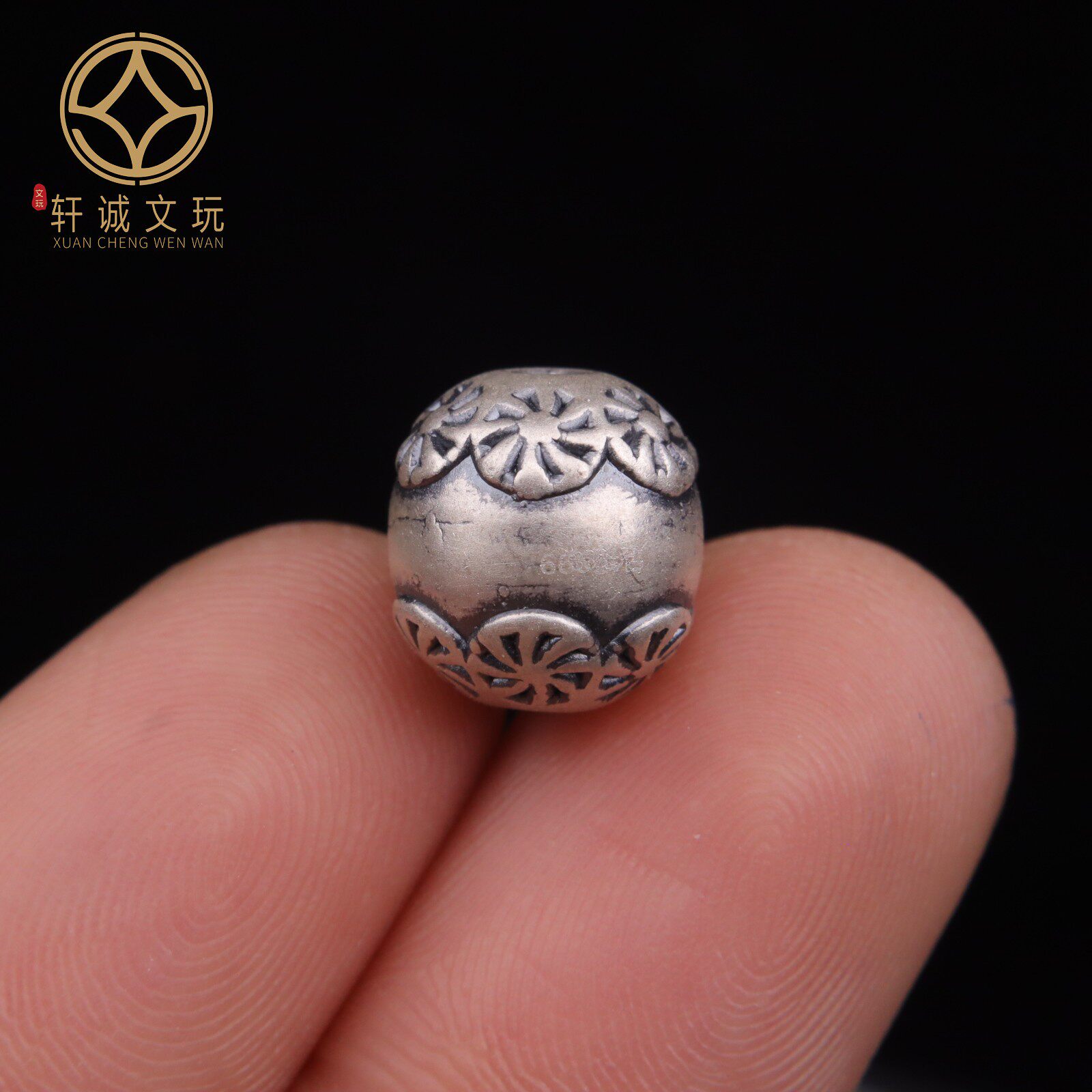 999足银纯银百花圆珠桶珠隔珠diy文玩配饰手串手链108配件配珠