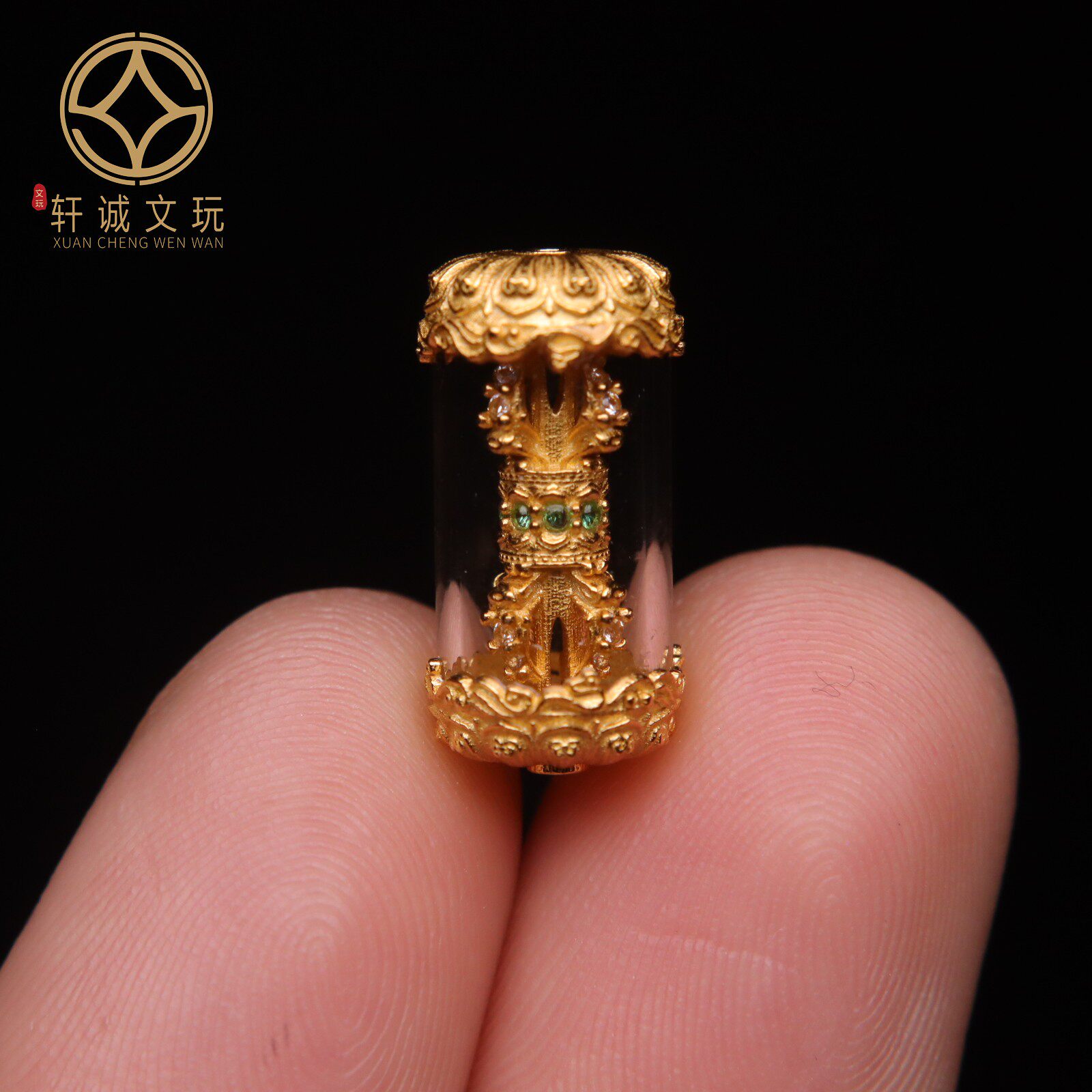 原创925银镀金水晶金刚杵桶珠腰珠隔珠手工串珠编绳diy文玩配饰珠
