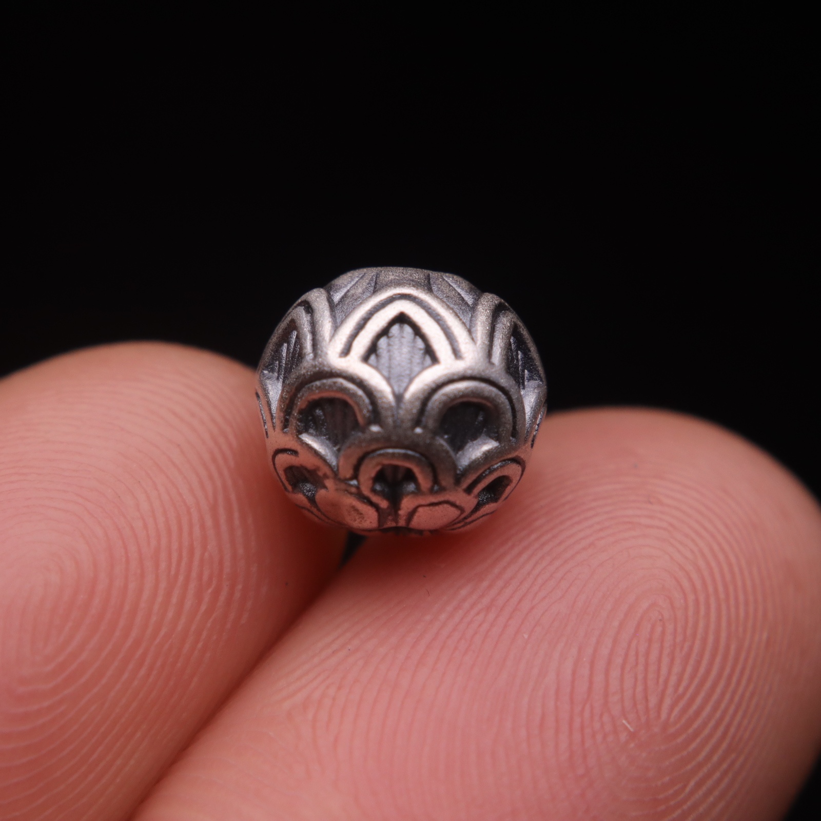 原创s999纯银莲花圆珠散珠吊坠配饰配件DIY文玩串珠手链饰品配珠