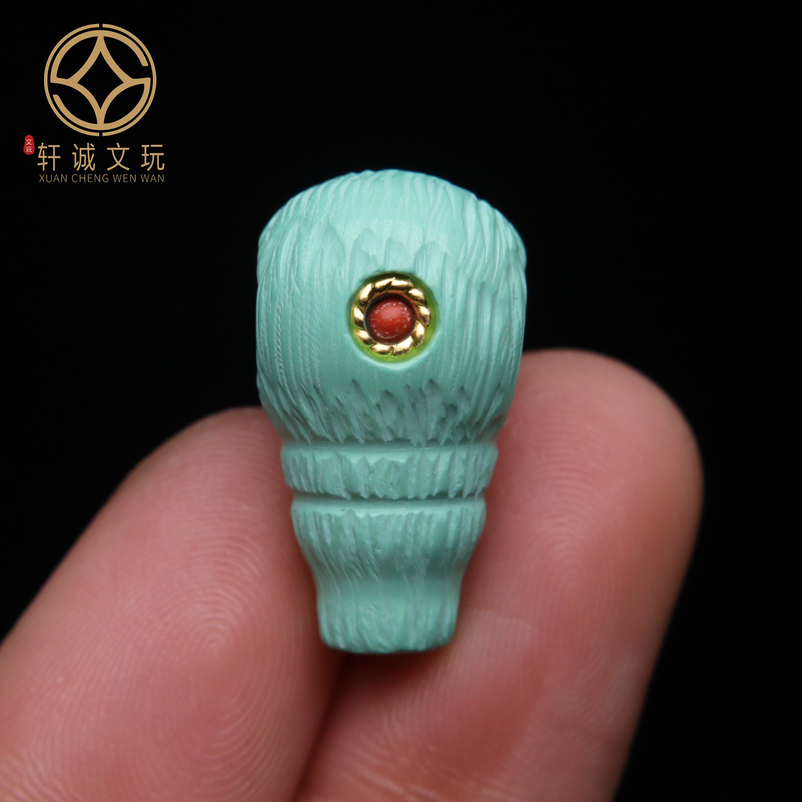 优化高瓷绿松石蒙松镶嵌三通佛头配珠手持菩提108长串diy配饰