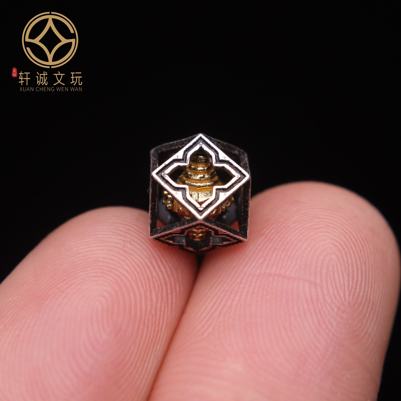 原创足银925镀金八棱可旋转桶珠顶腰珠隔珠手串diy文玩配饰配件