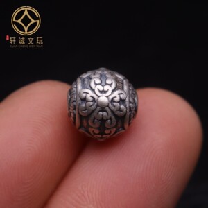 原创足银999花珠金刚杵回纹顶腰珠隔珠手串串珠编绳diy文玩配饰