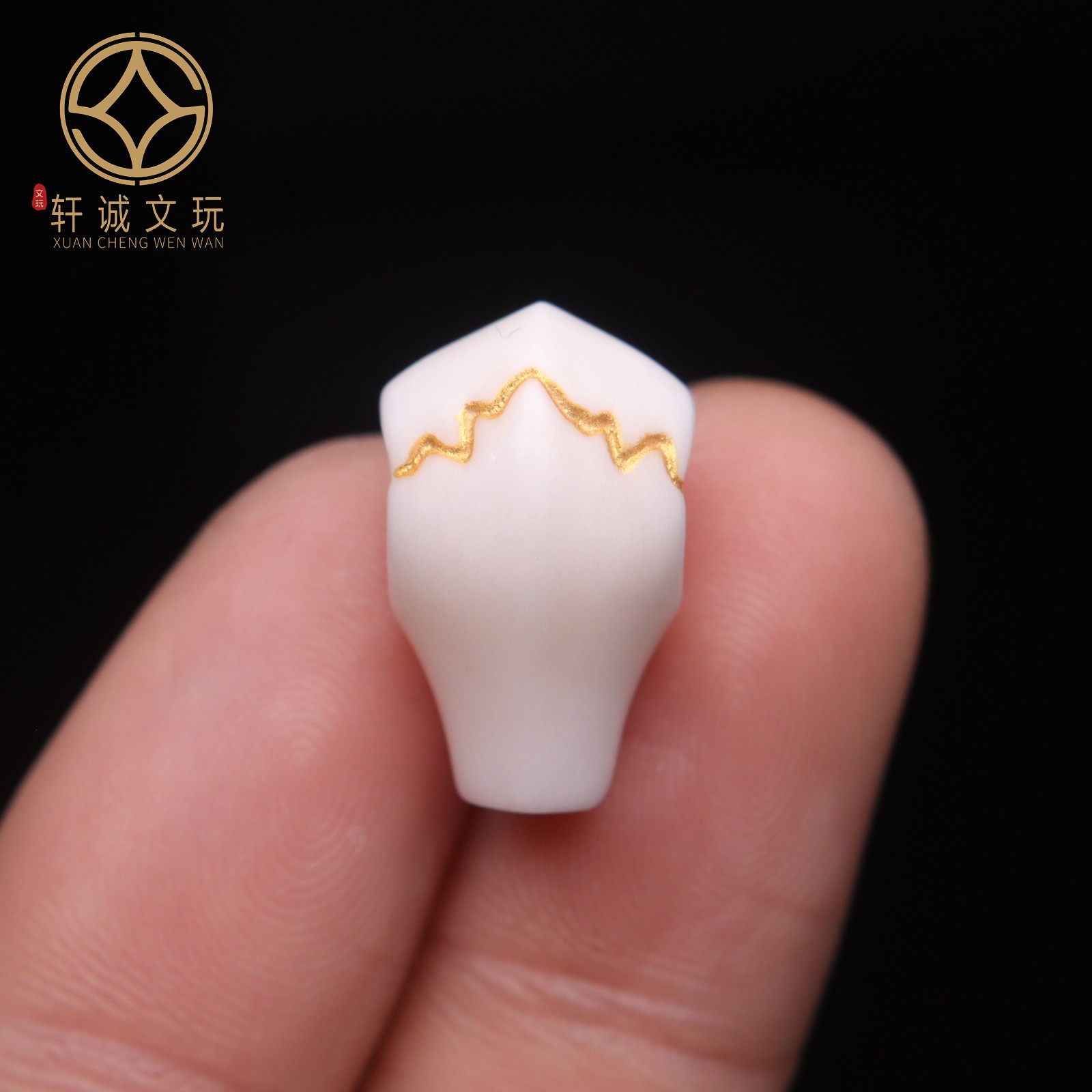 手工雕刻鹿角烫金鲨鱼背镶嵌根付三通佛头手串长串diy文玩配饰件