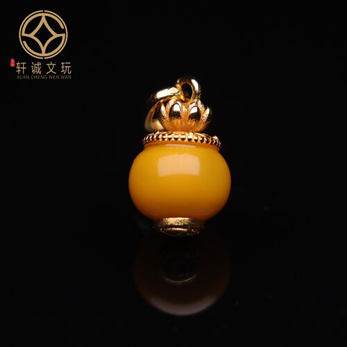 原创925银镀金镶嵌葫芦蜜蜡桶珠腰珠隔珠diy文玩配饰手串散珠配珠