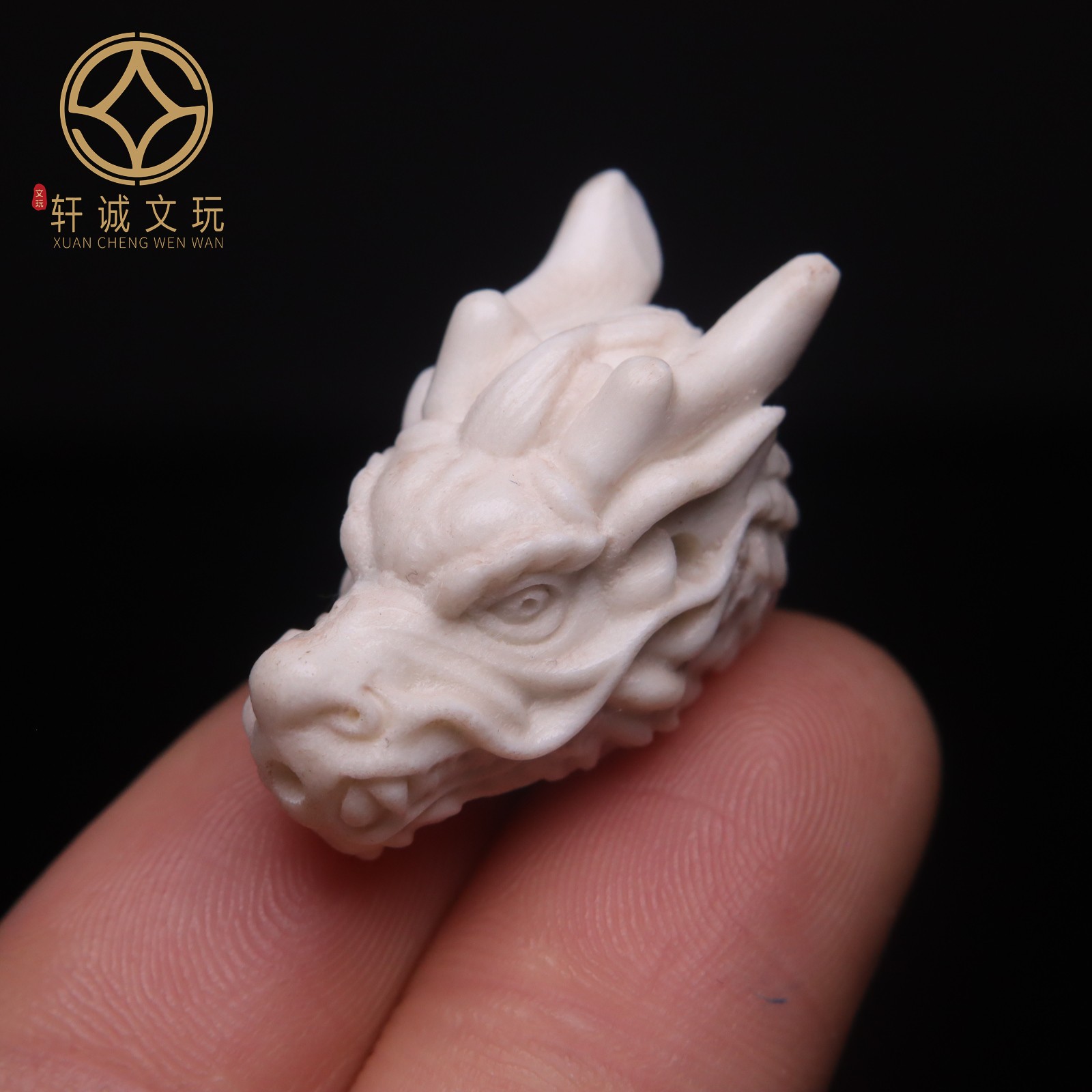 手工雕刻鹿角龙头龙年根付三通佛头手串长串diy文玩手串配饰配件