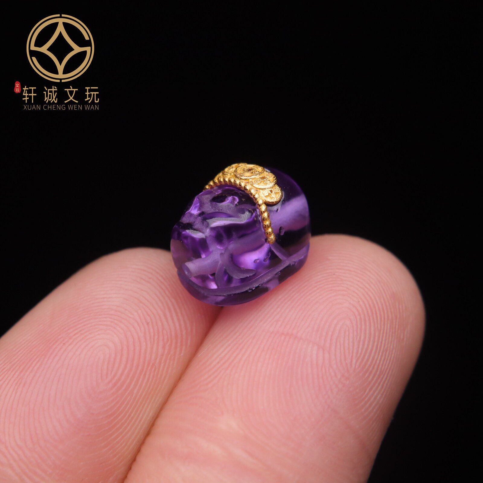 S925纯银镀金镶嵌紫水晶貔貅桶珠隔珠配件配珠手串手链桶珠配饰