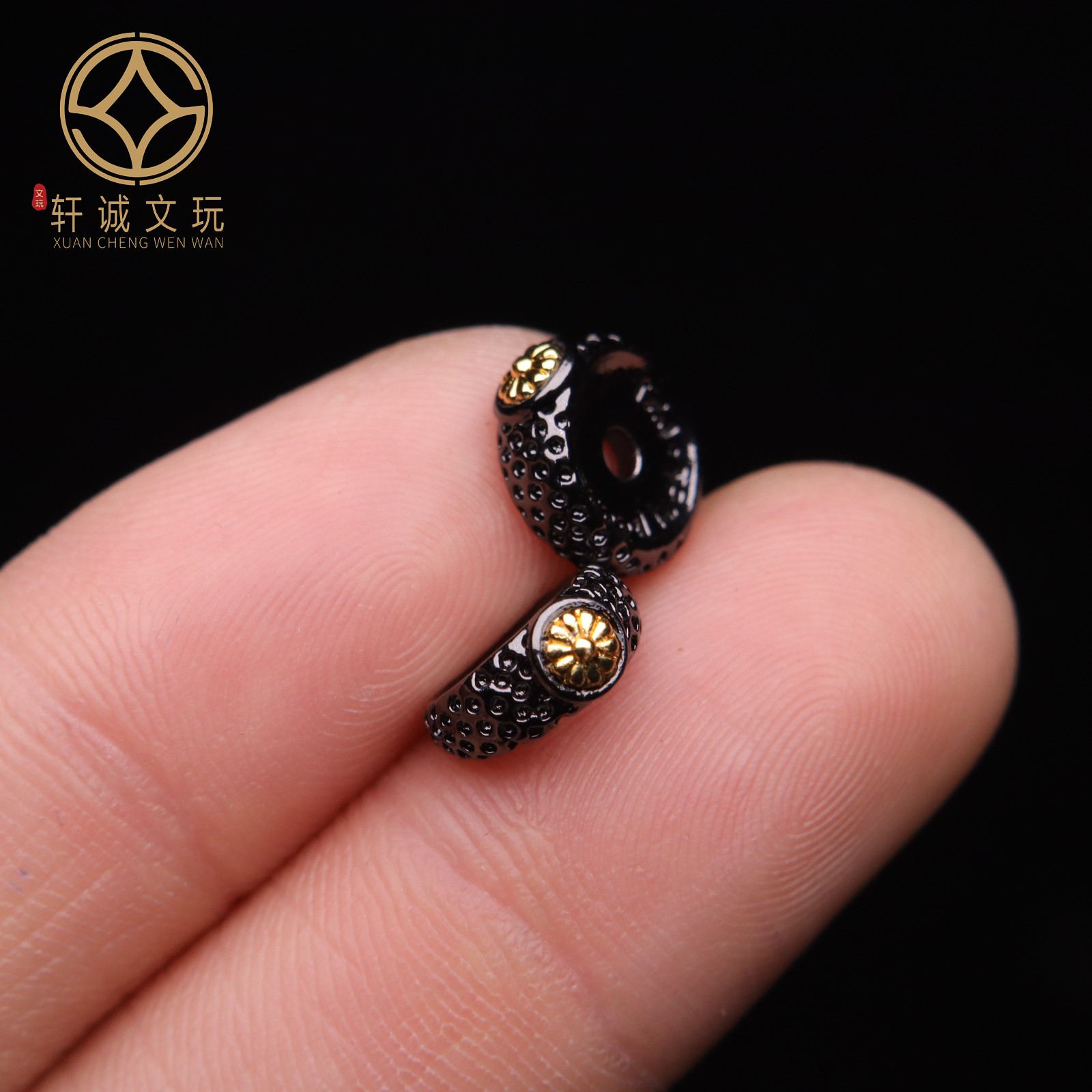 原创古法金无相斜切黑金隔片垫片隔珠长串手工串珠diy文玩配饰件图片