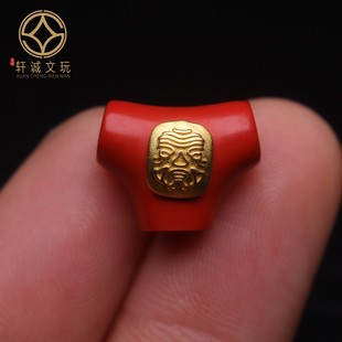 天然保真朱砂三角三通镶嵌双面扎基拉姆佛头金刚菩提108长串配饰