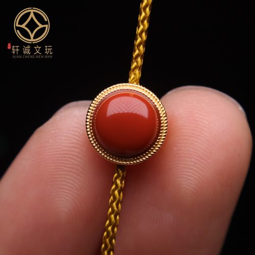 天然南红S925银镀金背云隔珠散珠桶珠圆珠子DIY文玩配饰配件配珠