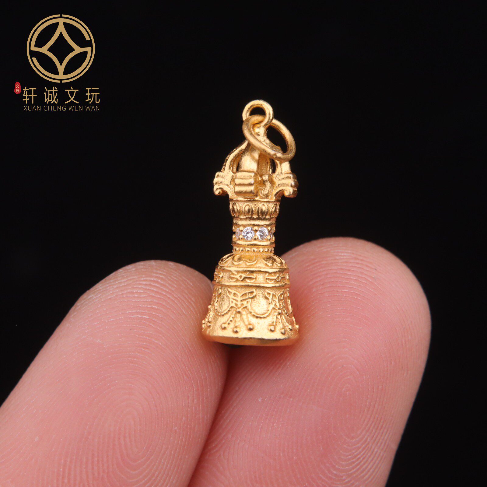 原创925银镀金金刚杵背云小配件挂件吊坠饰品金刚文玩配珠配饰