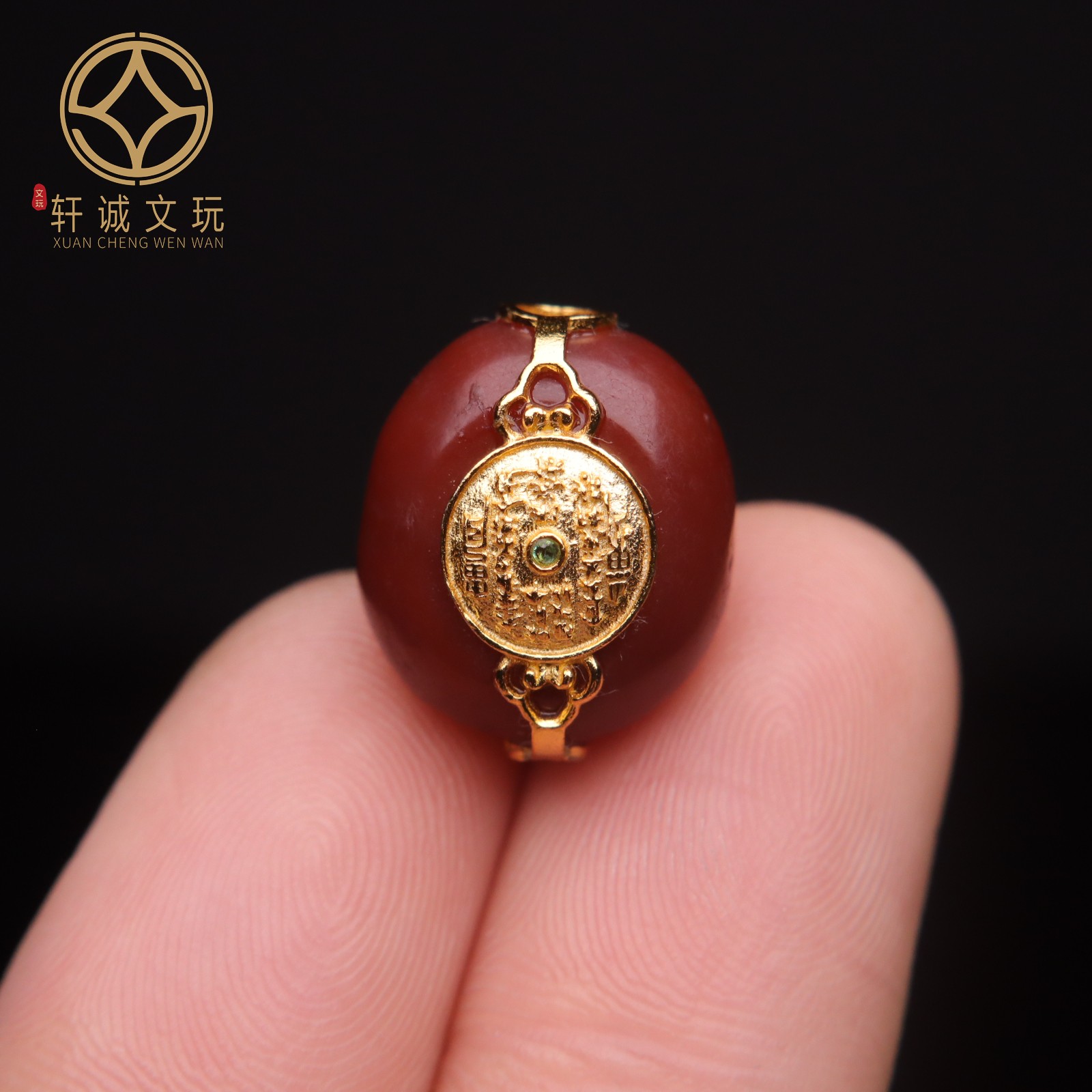 原创S925纯银镀金镶嵌南红玛瑙桶珠散珠DIY配件手串手链饰品配珠