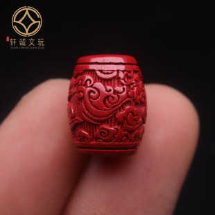 天然朱砂帝王砂云纹祥云老型桶珠散珠配珠金刚菩提手串文玩配饰