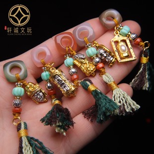 天然玛瑙古法沙金三通套装组合佛头菩提108长串配饰手串手链配件