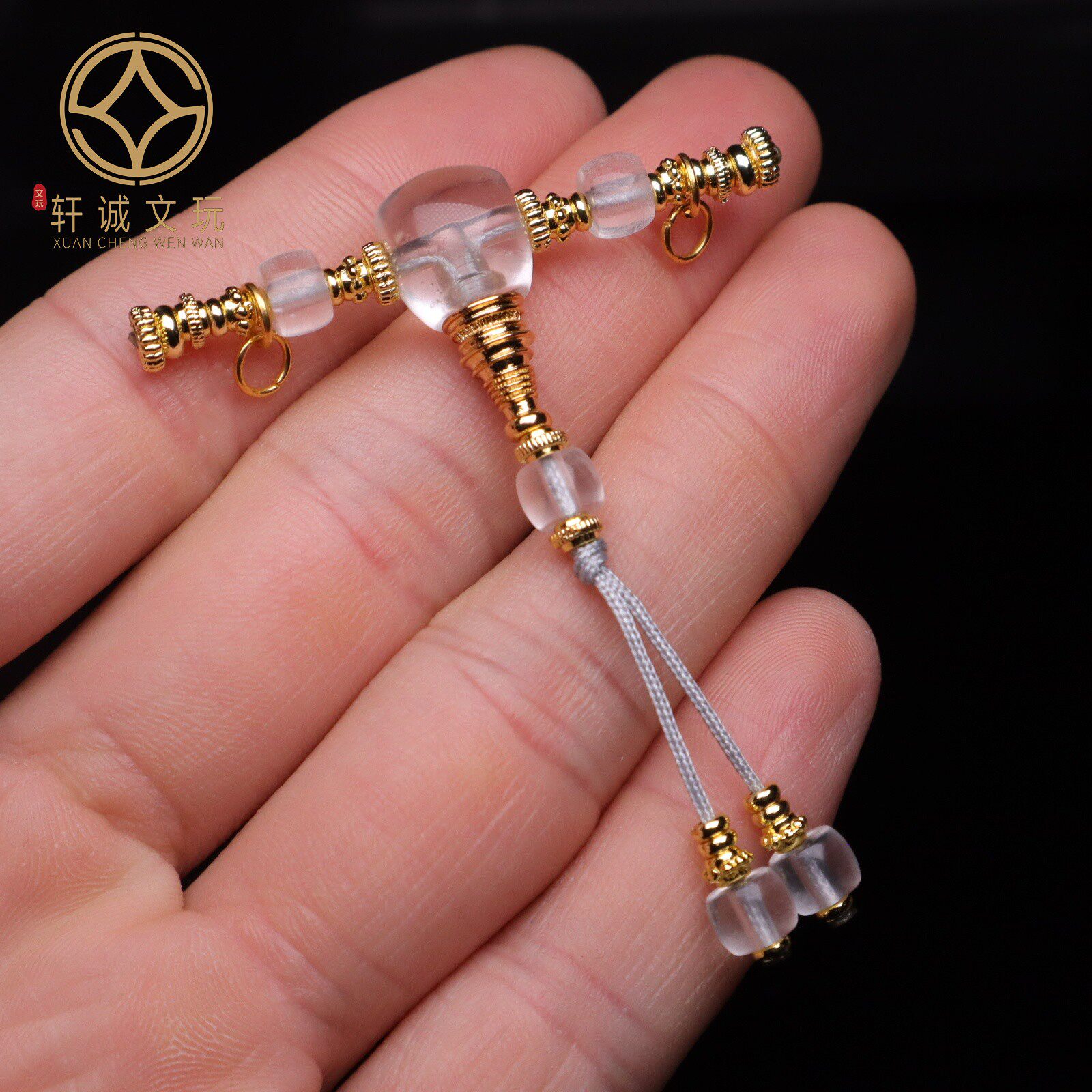 古法金配件天然水晶组合套装隔珠散珠圆珠子DIY文玩配饰配件配珠