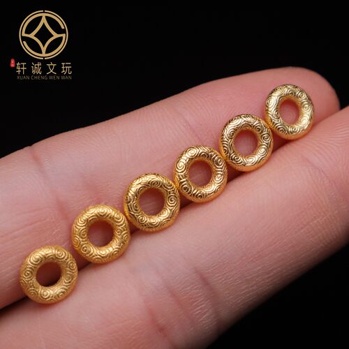 原创纯银925镀金回纹隔片垫片隔珠菩提长串手工串珠diy文玩配饰