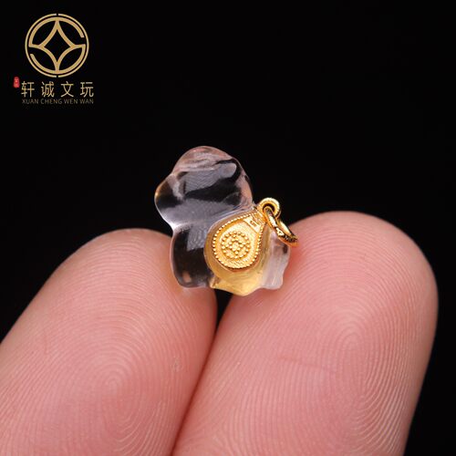 原创足银925银镀金镶嵌水晶马到成功顶腰珠手串diy文玩配饰配件