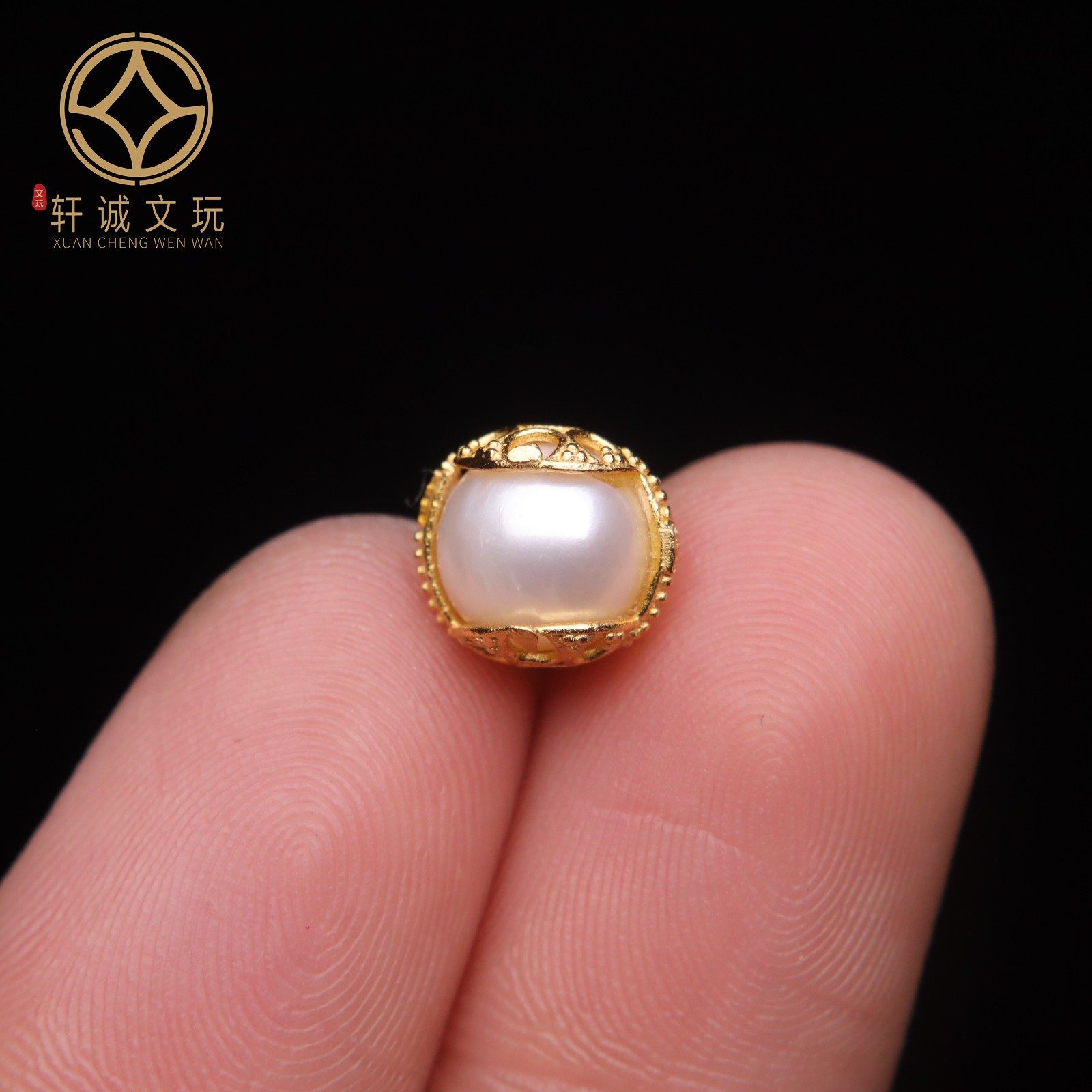 原创S925银镀金天然珍珠桶珠隔珠星月金刚菩提108长串配饰配件