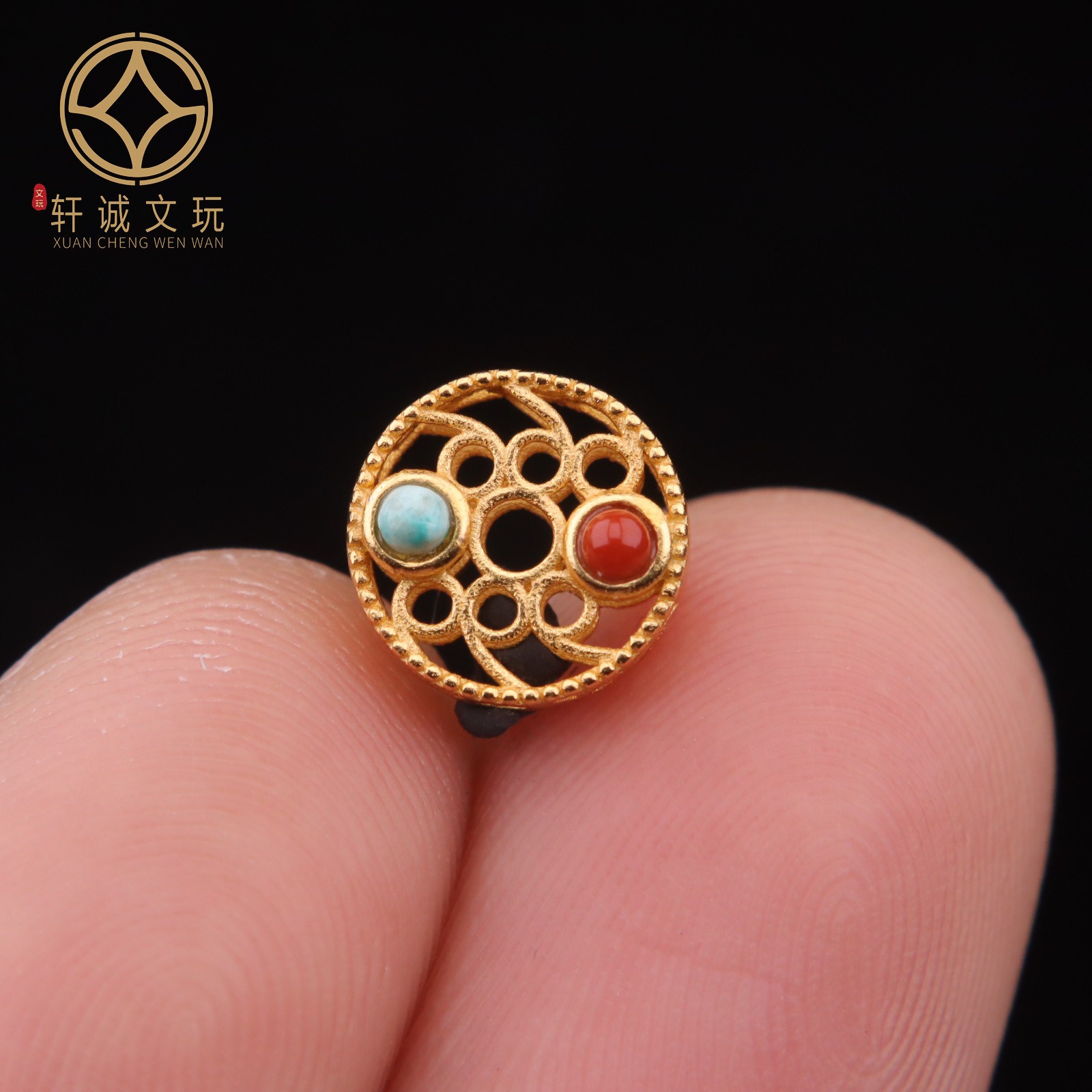 9MM银镀金蜻蜓眼s925转运珠子南红松石隔珠手链配件diy配饰配珠