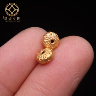 S925古法银镀金莲花隔片diy文玩佛珠手串手链隔珠垫片散珠配件