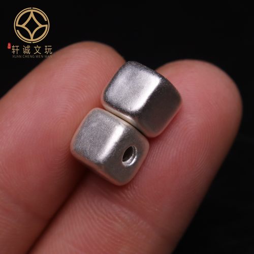 原创足银999光面方珠桶珠顶腰珠隔珠手串编绳diy散珠文玩配饰配件