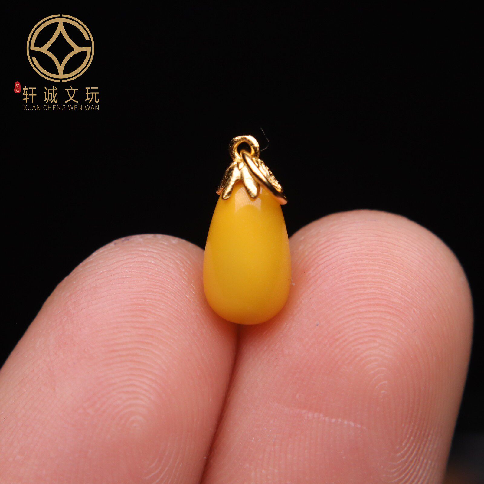 原创S925银镀金蜜蜡水滴侧挂手串手链diy文玩配珠配饰吊坠配珠