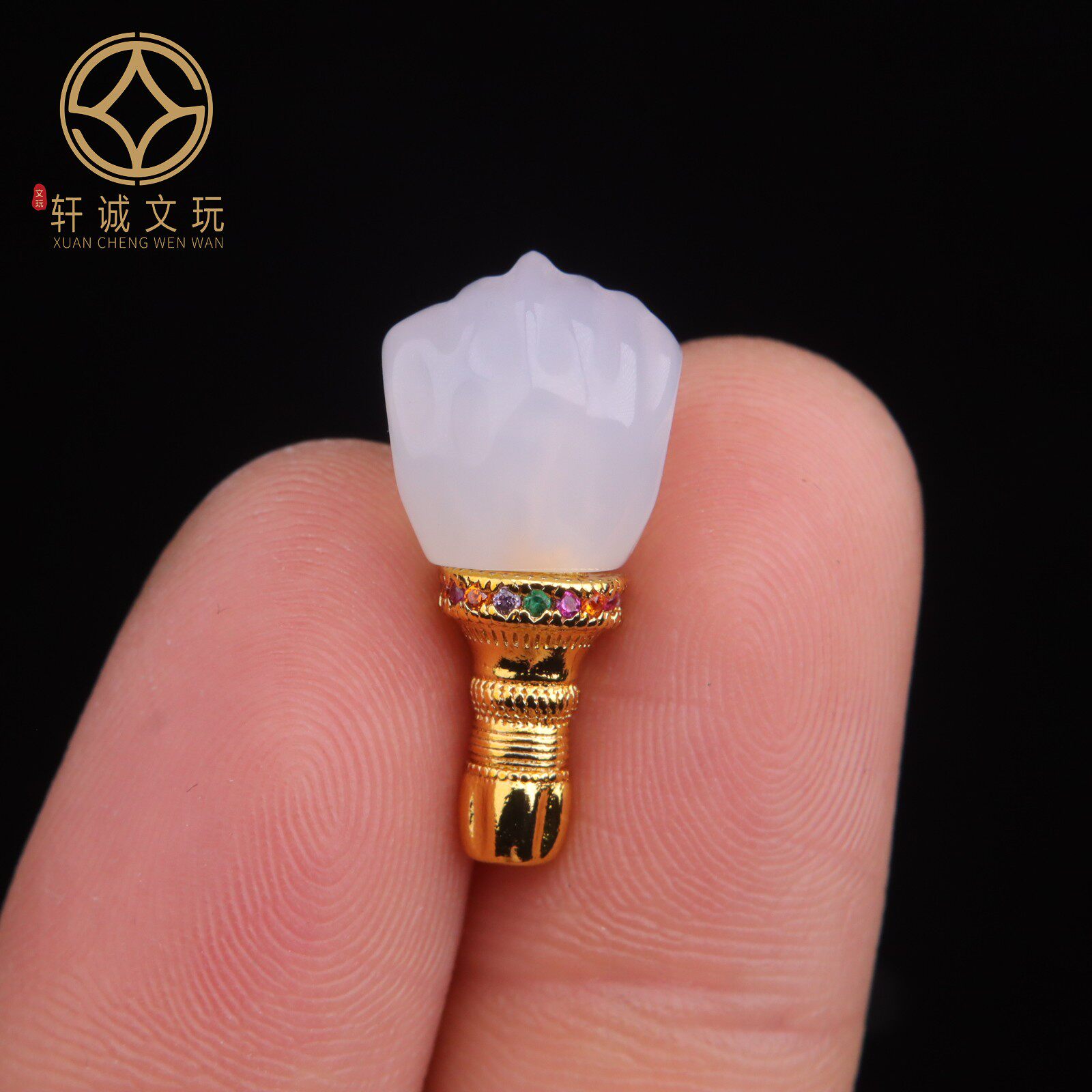 天然白玛瑙古法金无相三通套装组合佛头金刚108长串配饰配件饰品