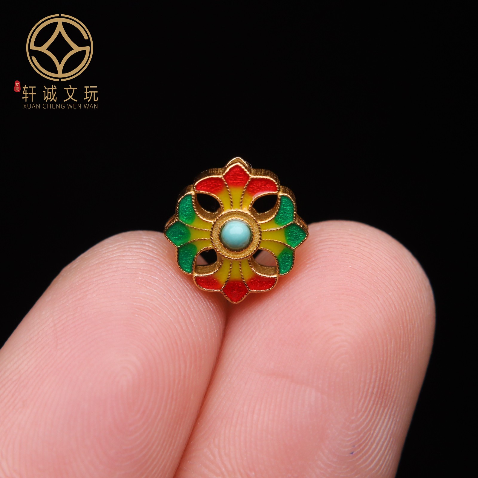 原创925银镀金松石圆珠腰珠隔珠手工串珠编绳diy文玩配饰手串配件