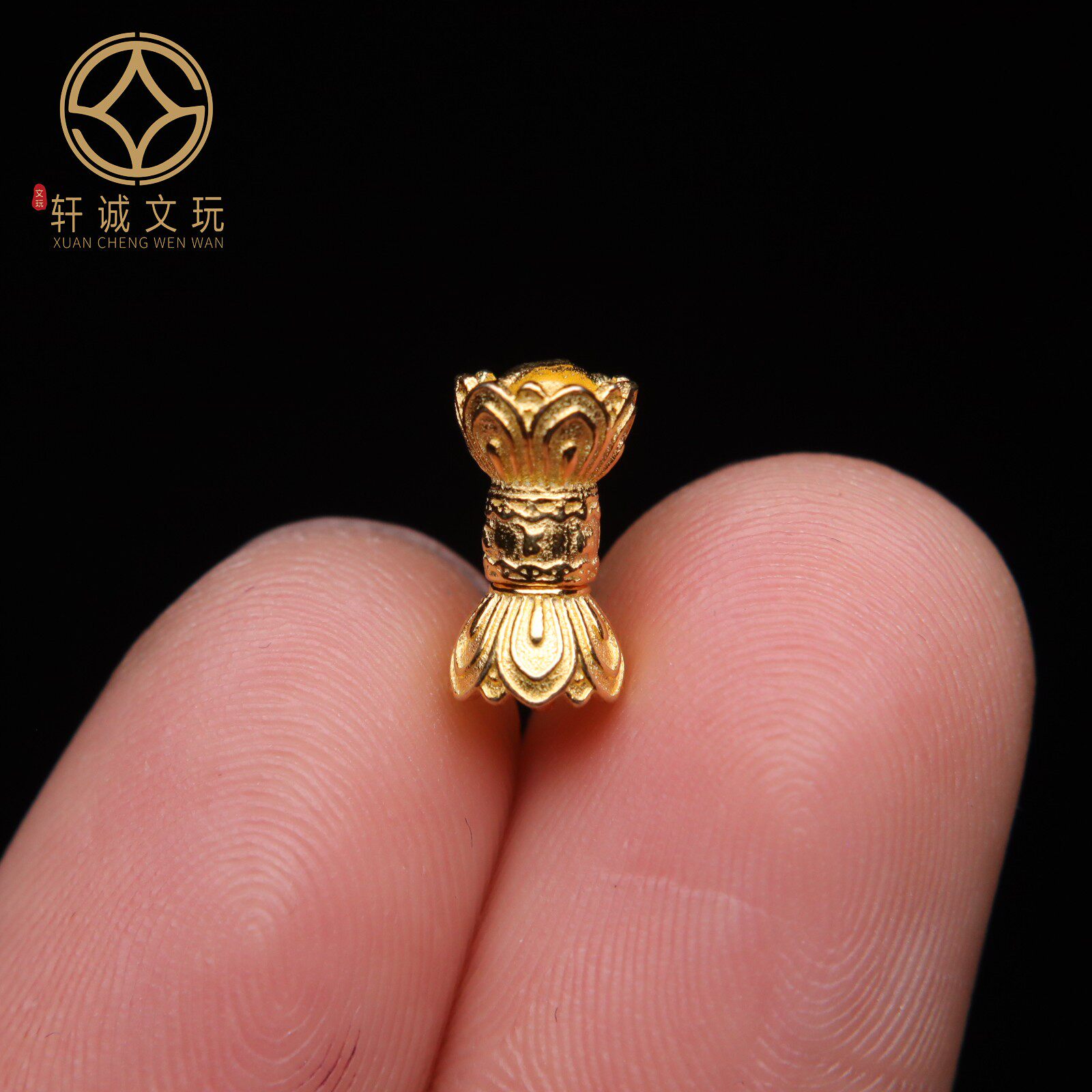 原创925银镀金莲花老型桶珠腰珠隔珠手工串珠编绳diy文玩配饰