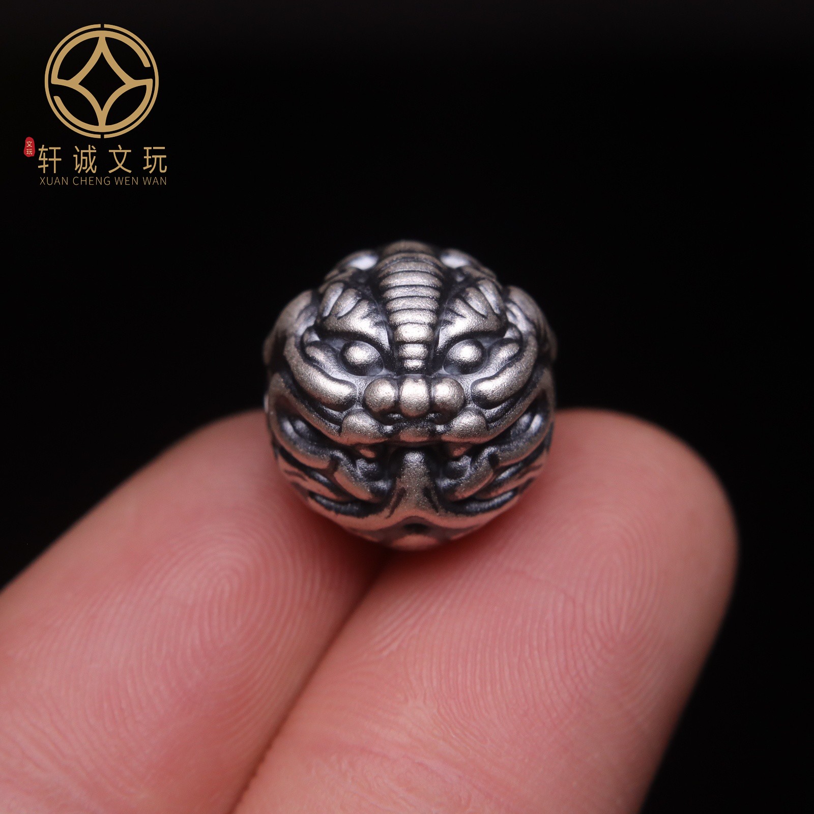 纯银足银999龙珠回纹珠子散珠圆珠顶珠腰珠金刚菩提diy隔珠配件