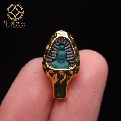 天然古法金琉璃无相佛三通套装组合佛头108长串配饰手串手链配件