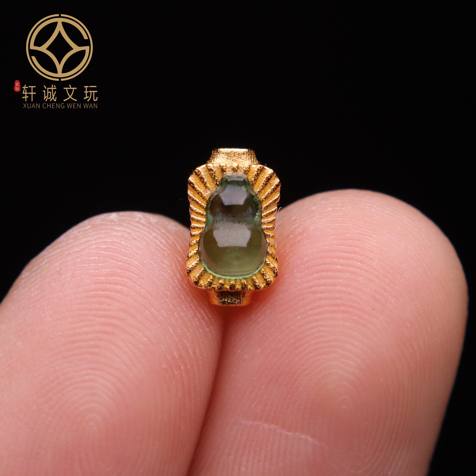 S925纯银镀金镶嵌蓝托帕石葫芦吊坠背云配件配珠桶珠配饰饰品