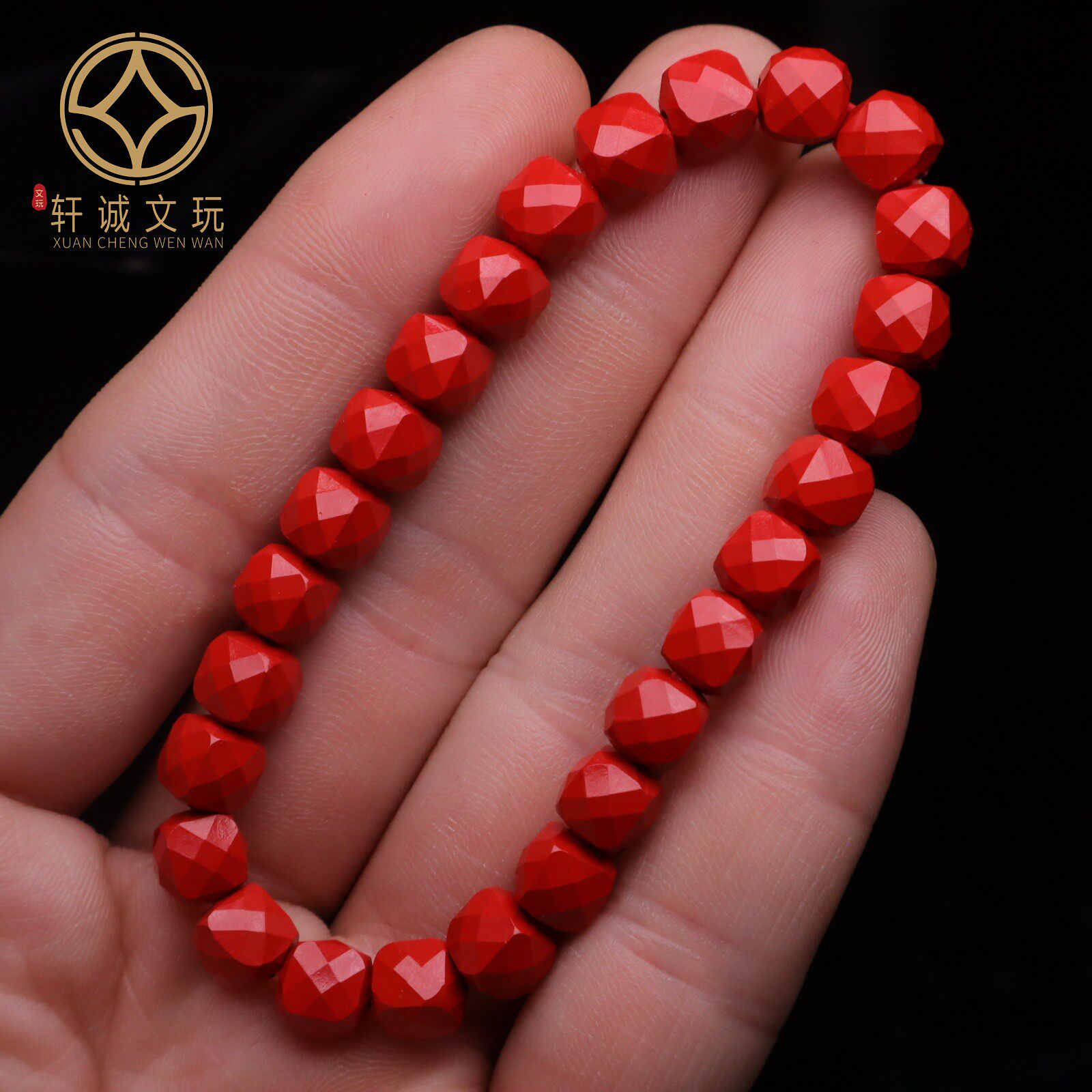 原矿天然朱砂散珠切面刻面钻石面帝王砂女手链转运珠男饰品手串