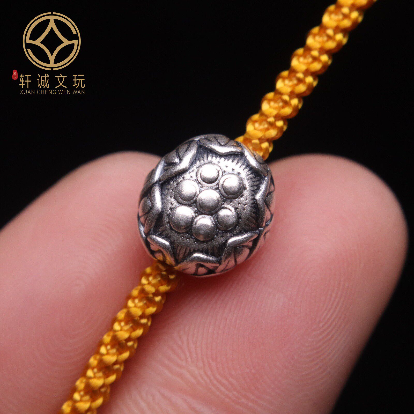 原创足银999莲花莲子顶腰珠隔珠菩提手串手工串珠编绳diy文玩配饰